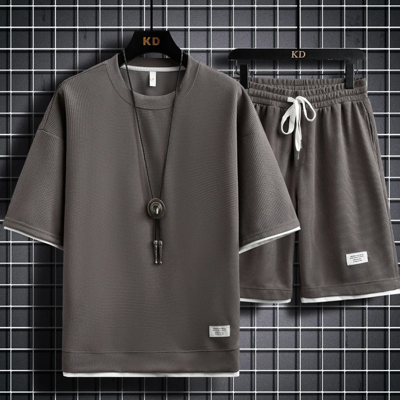 Summer Athletic Suits Casual Sports Wears 2 Piece Tracksuit Set for Men915_voghion.com