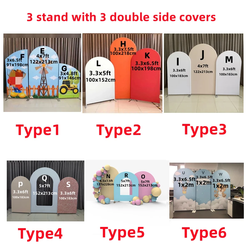 6Type Custom Wedding Backdrop Aluminum Backdrop Stand for Events Flower Balloon Arch Party Background Other Wedding Decorations