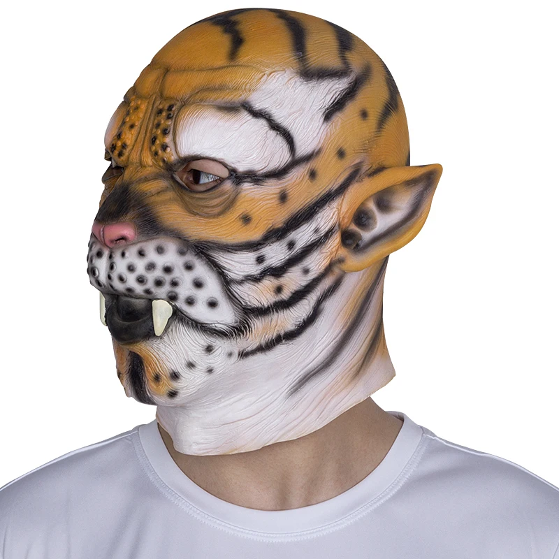 Maschera ghepardo Animal Fancy Dress Party Tiger Latex copricapo