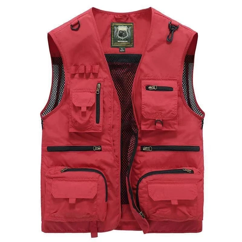 Summer Men Unloading Tactical Vest Coat Casual Men's Photographer Waistcoat  Mesh Work Sleeveless Jacket Tools Pocket Vest 5XL