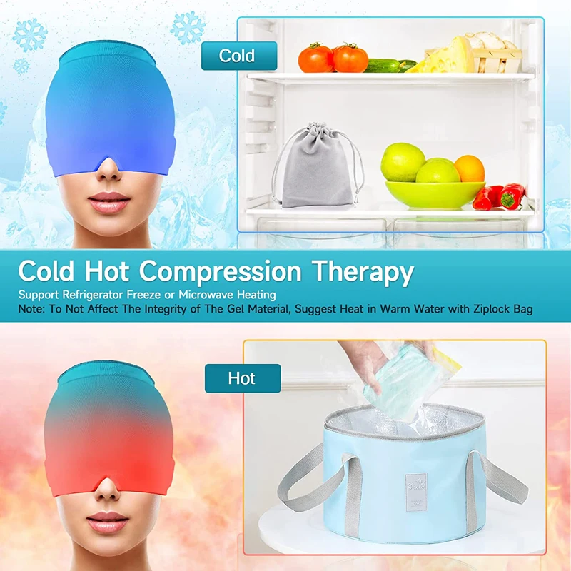 Hot And Cold Therapy Form Fitting Migraine Relief Ice Head Wrap