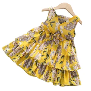 2021 New Pretty Summer Kids Girl Sleeveless Princess Dresses Floral Sweet Dress Lovely Casual Costume Children Clothing