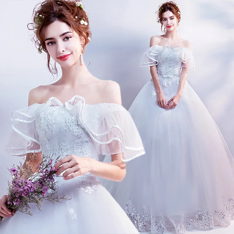 Elegant Korea Style White Bridal Dress Ball Gown Tulle Wedding Dresses 2020  With Short Sleeve - Buy White Bridal Dress,Sexy Wedding Ball Gown,White  Ball Gown Wedding Dresses Product On Alibaba.Com