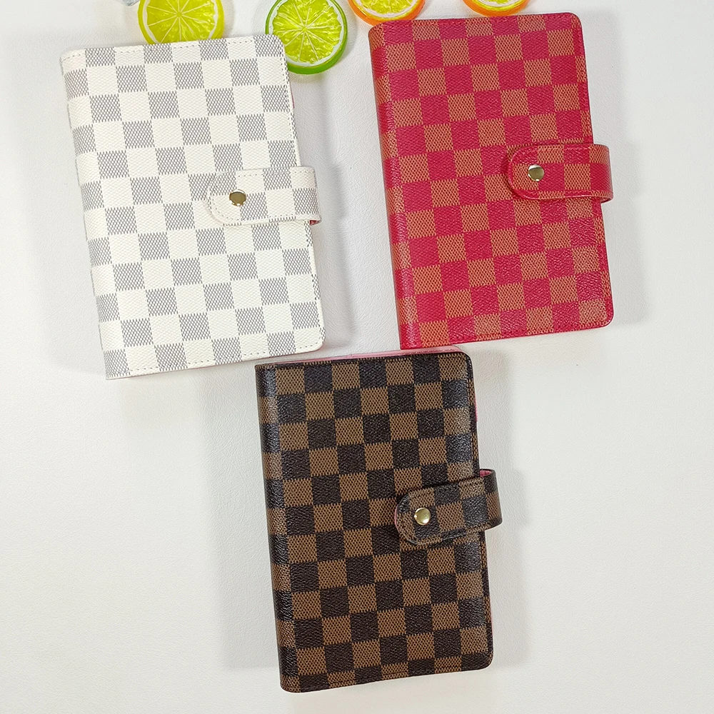 Source Custom A6 PU Leather Hardcover Checkered 6 Ring Budget