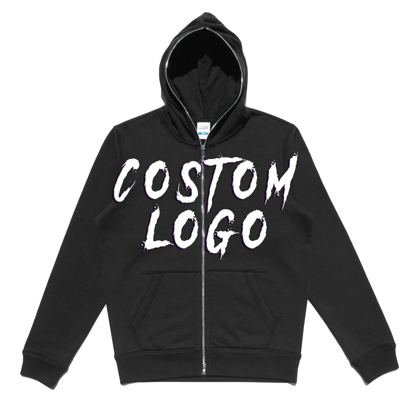 Heavyweight Streetwear Full Zip Up Hoodie Men Custom Embroidery Logo