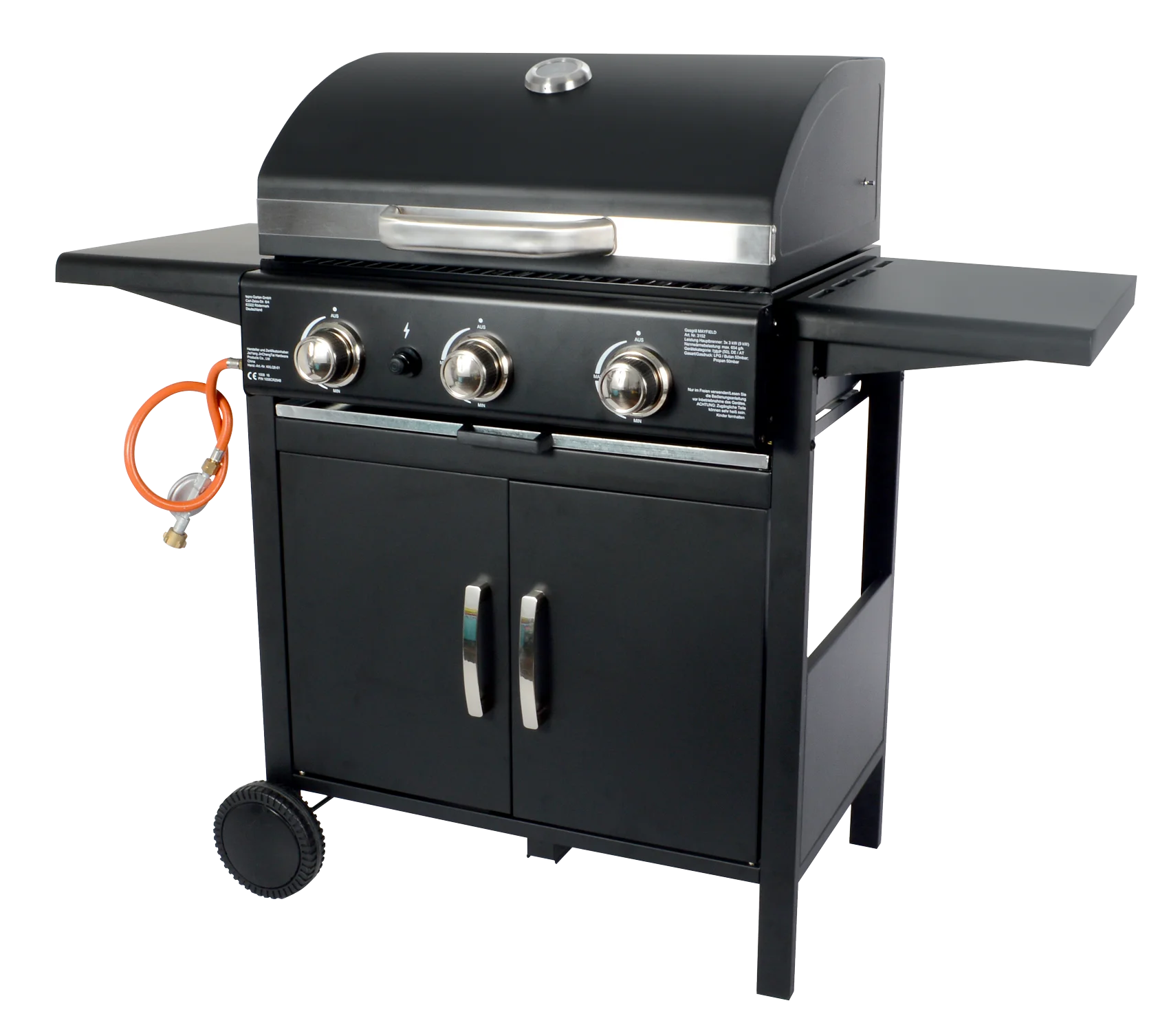 ガスグリル 約60cm x 37cm x 28cm 3バーナー 屋台様おススメ KAOKEホットセール屋外CE承認BBQガスグリル3バーナー付きガスBBQ