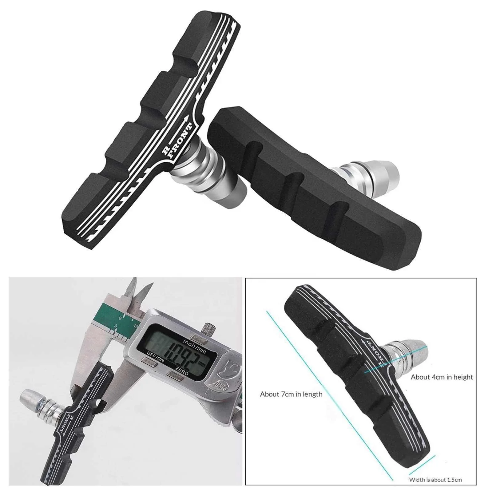 Прочные резиновые Тормозные колодки для горного велосипеда, тормозные колодки с шестигранными гайками и распорками для большинства велосипедов, набор тормозных колодок V-70 мм для велосипеда