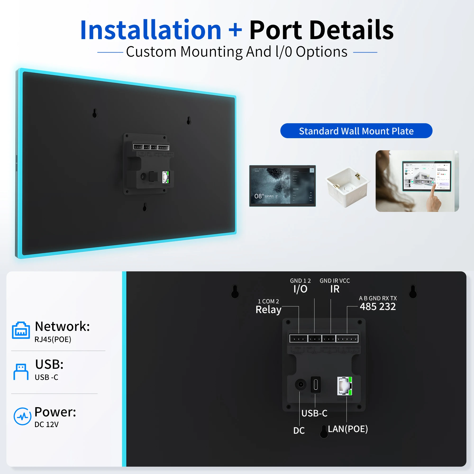 Wall Mount 10.1 Inch Smart Home Meeting Room Control Panel Incell Screen Support WiFi POE Tuya Control Android Tablet