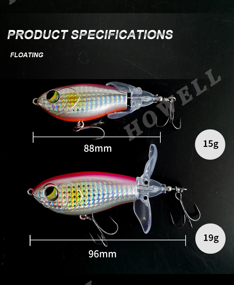 Chopper Pencil Rotating Propeller Bait 88mm 96mm Topwater Whopper ...