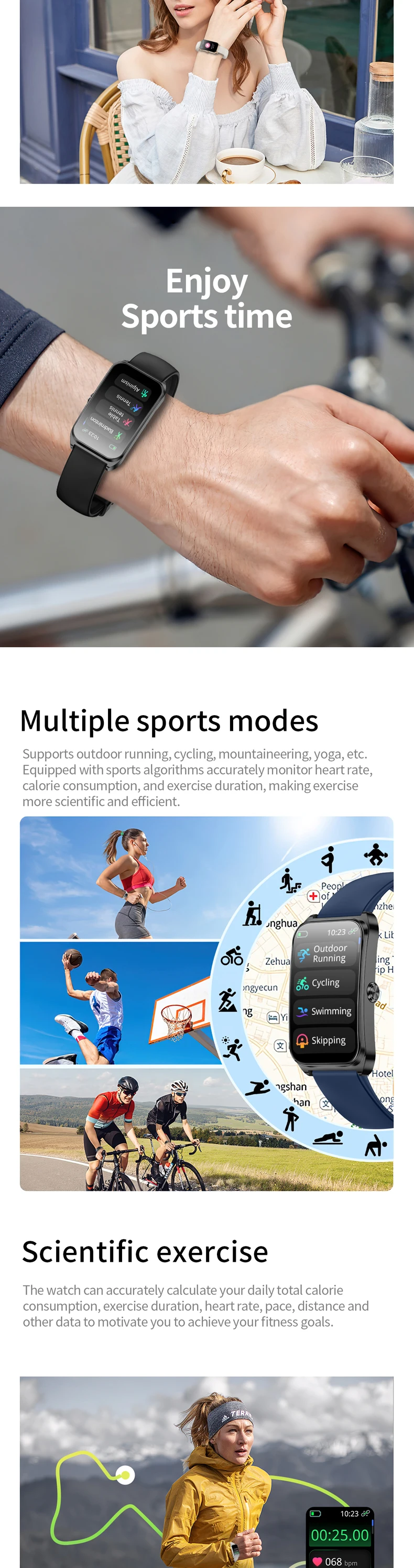 product km98 smart watch ladys fitness smart bracelet 147 inch screen vp60 heart rate gloryfit smartwatch women-7