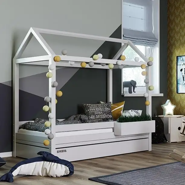 LM KIDS House Bed Frame Twin Size Toddler with Price Bed Bedroom Furniture Soft Bed Solid Wood,solid Wood Modern 2 Years