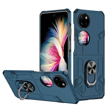 Foldable Solid Hard PC+TPU Magnetic Phone Cover With Metal Ring Holder Phone Case For Huawei P50 Fundas