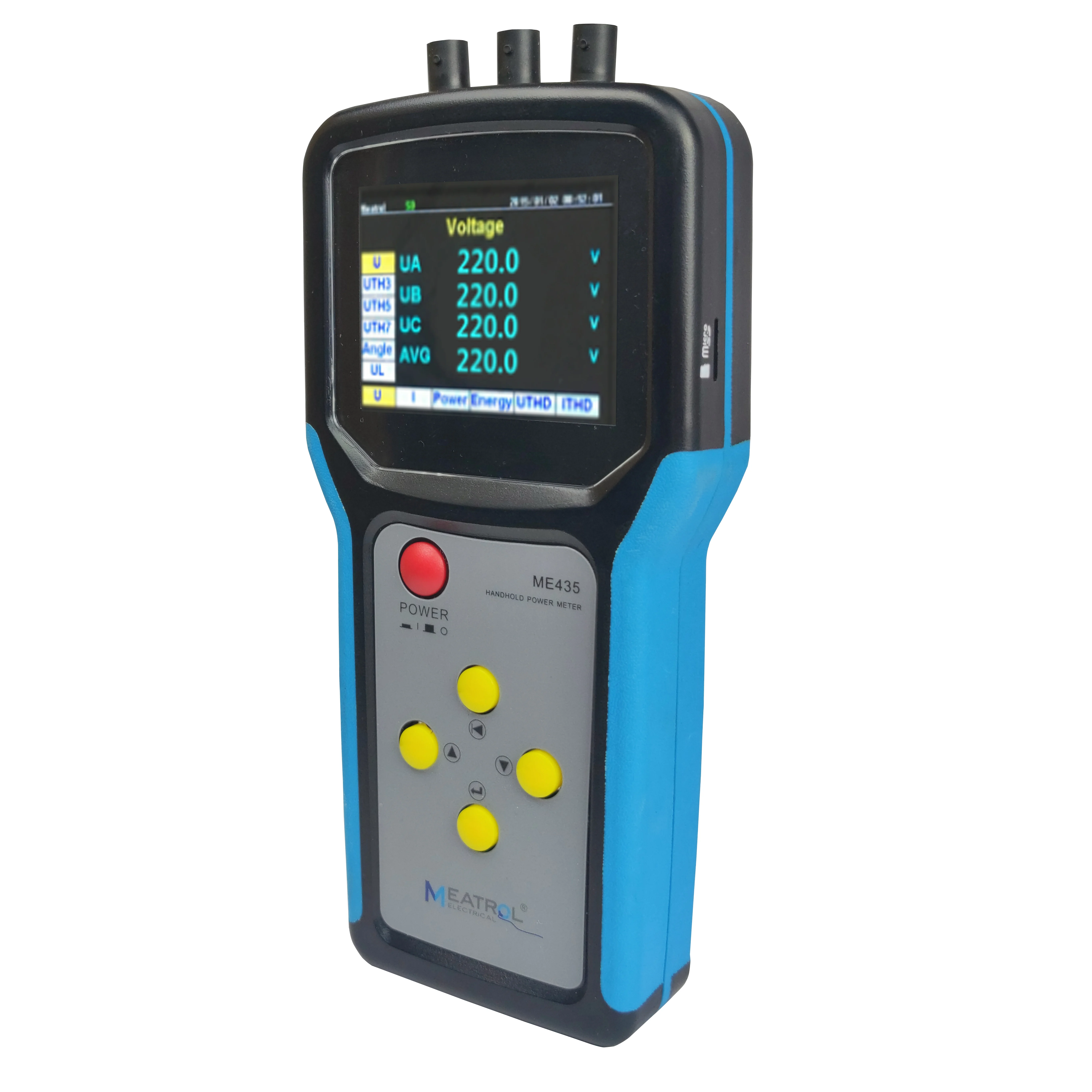Rogowski Handheld Data Logger MEATROL ME435 Electric Energy Meter Three Phase Watt Meter