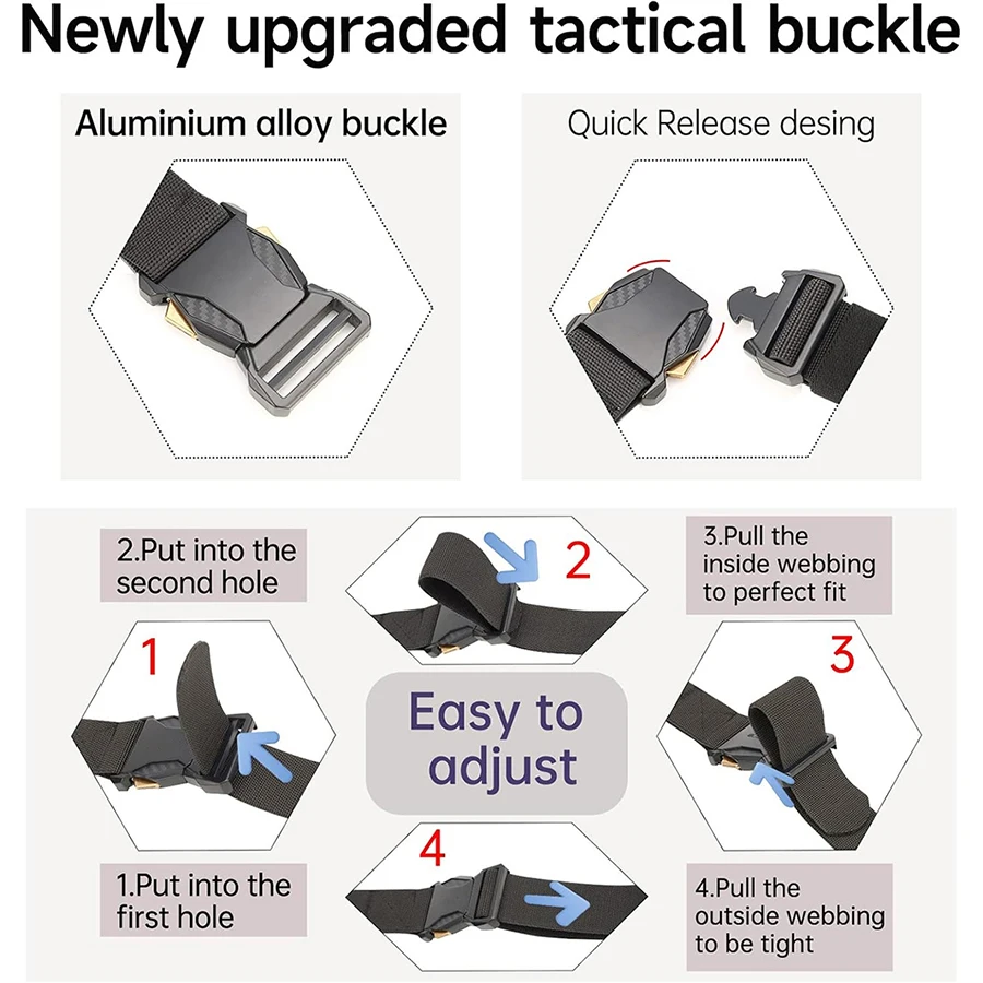 Wear-resistant Durable Hiking Hunting Pants Tactical Belt Stretch Nylon Web Quick Release Work Tactical Belt