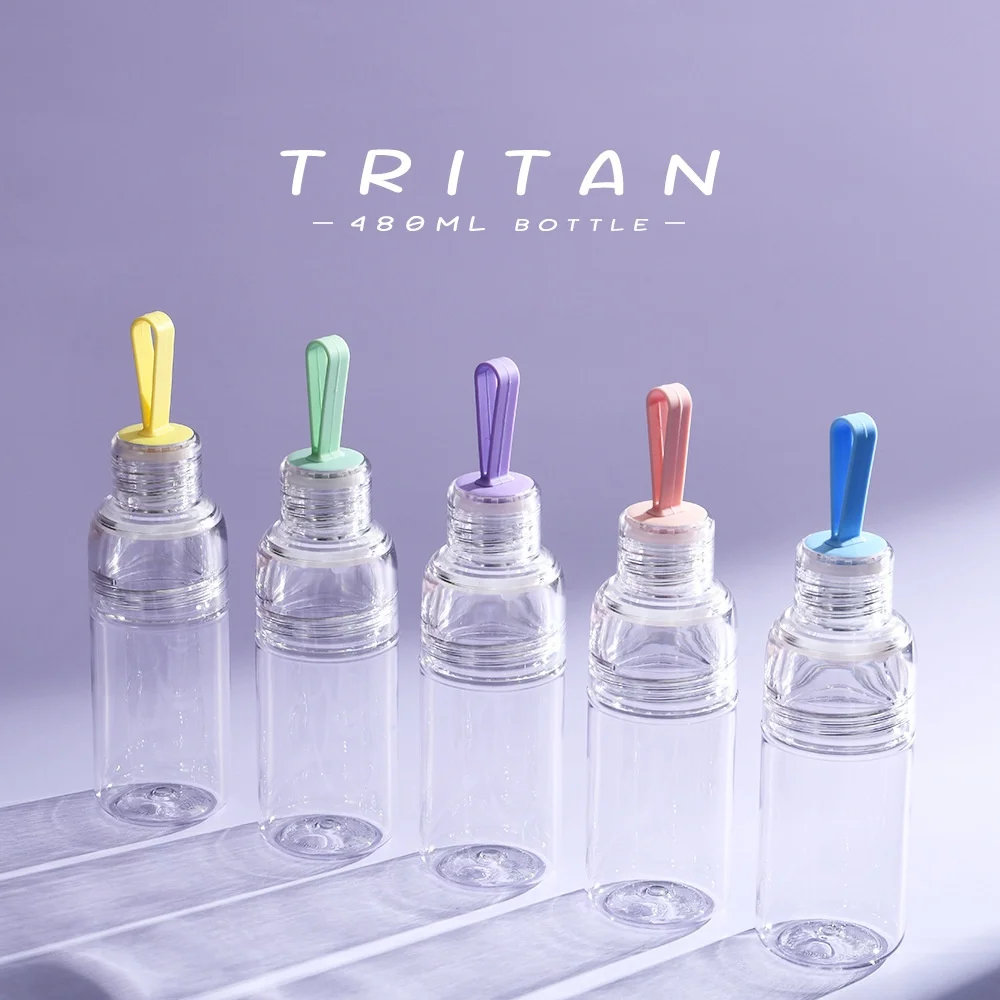 2026 New Eco-Friendly Outdoor Tritan Water Cup 480ML American-style Simple Wide-mouth Portable with Silicone Handle