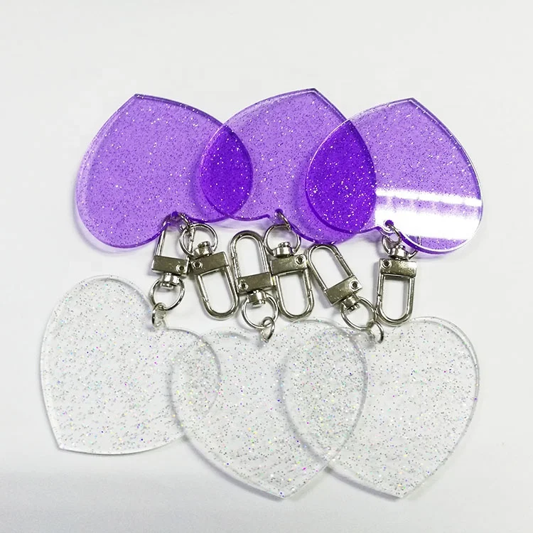 wholesale glitter heart shape acrylic keychain