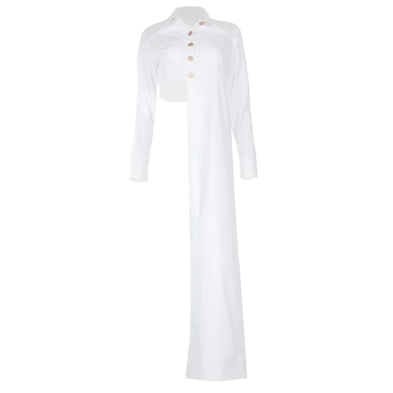 White Long Sleeve Button Up Women's Cardigan Shirt Oem