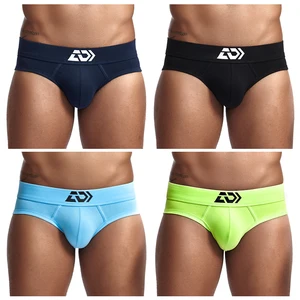 Customization logo Elastic Waistband Moisture Absorption Men's Cotton Briefs Breathable Plain Dyed Men Brief Underwear