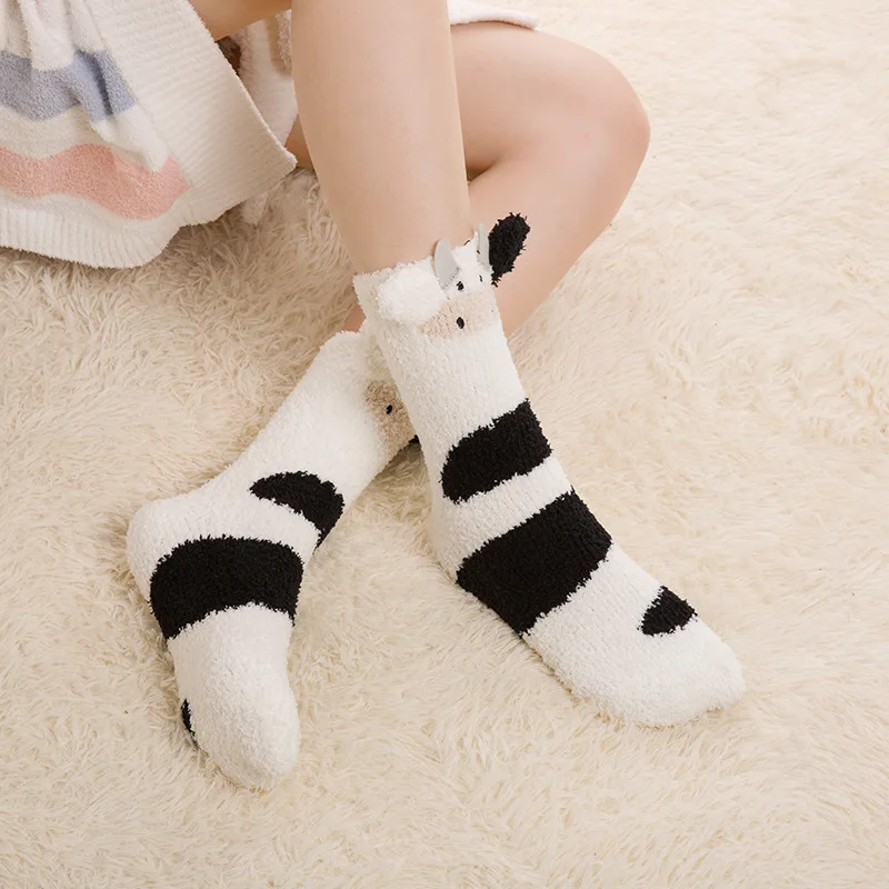 Winter 3d Animal Fuzzy Soft Warm Cozy Floor Fluffy Sleep Socks Women ...