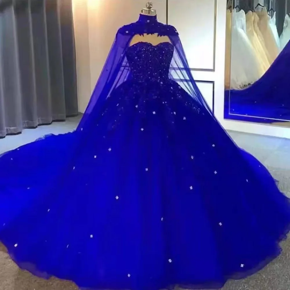 2023 luxury beaded ball gown plus size color royal blue wedding dress Alibaba