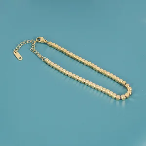 High Quality 18K PVD Plated Round Square Beads Chain Bracelet Water Resistant Stainless Steel Statement Jewelry