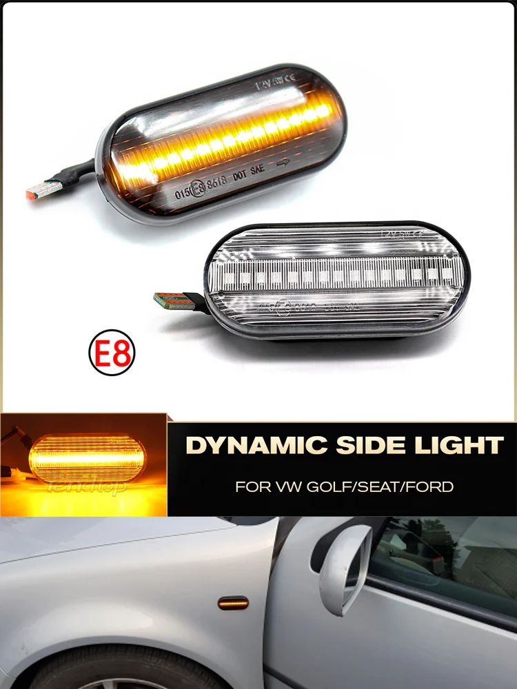 LED Dynamic Turn Signal Side Marker Lights for VW Golf 3 4 Bora Polo Passat Focus SEAT Ibiza Leon Fusion Blinker Indicator Lamps