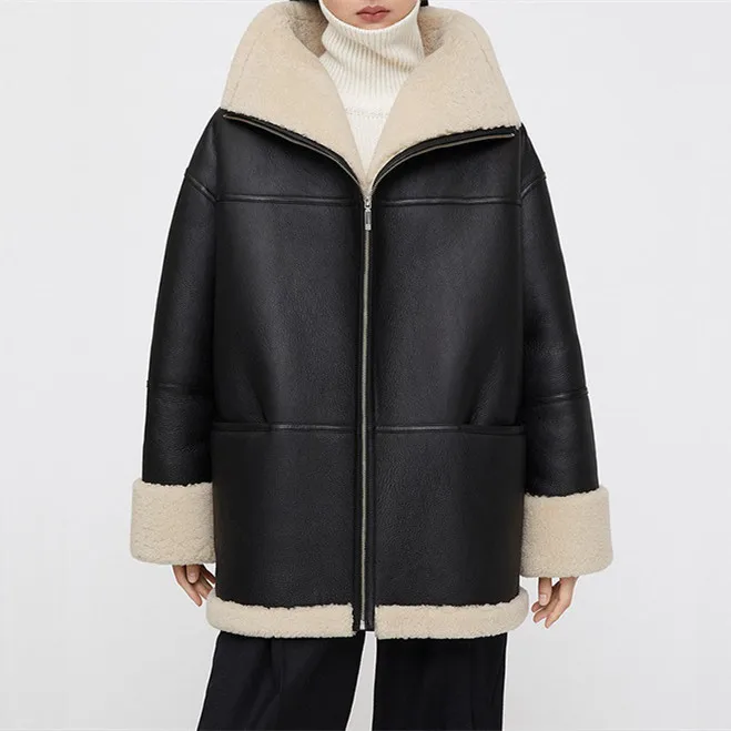 2024 Designer Shearling Jacket - High Quality Faux Leather & Fur