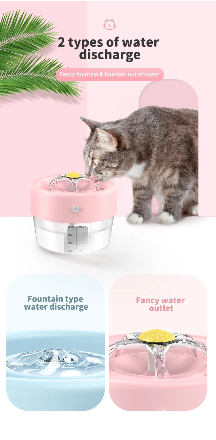 Newest Portable Automatic Cat Fountain Water Drinking Feeder Electric Pet Cat Water Bowl Cat