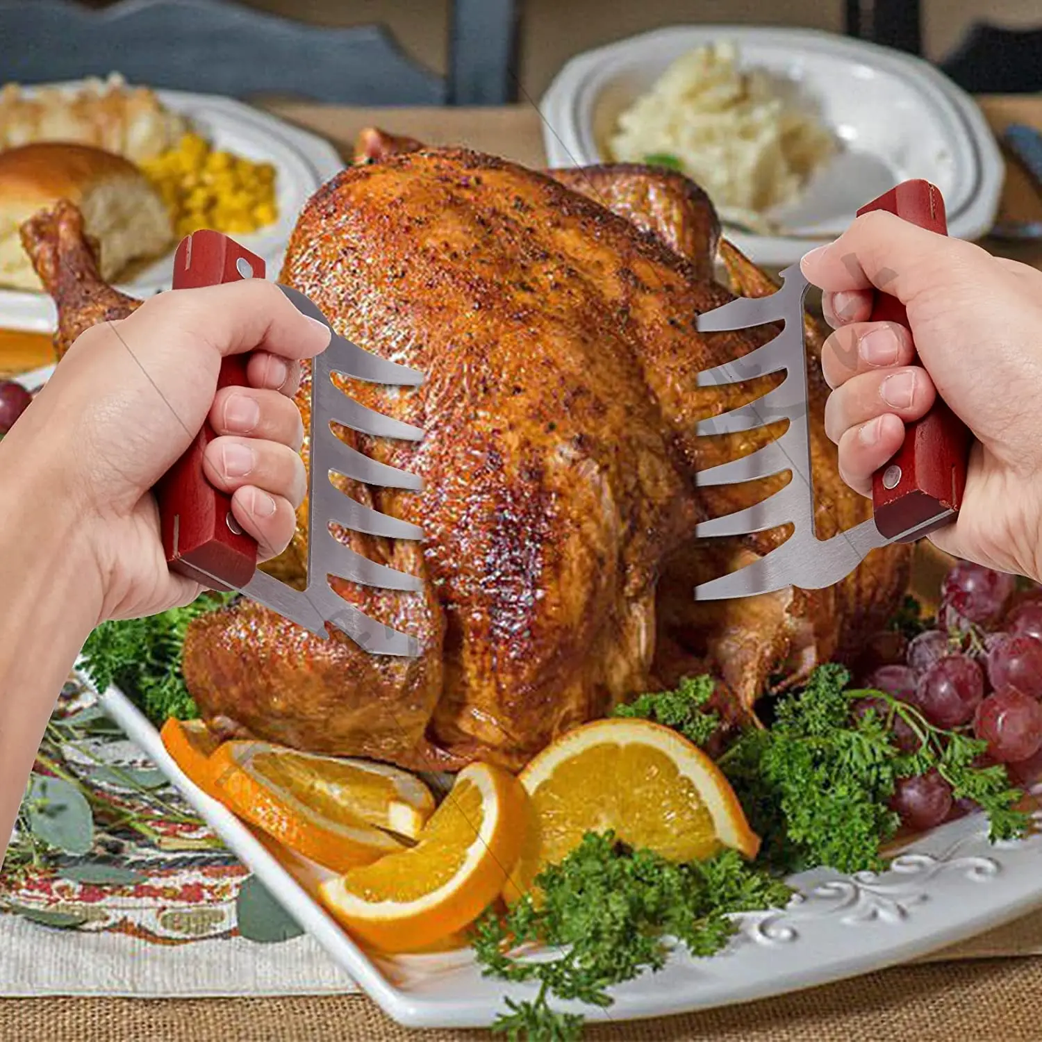 Bear claw Turkey divider two piece wooden handle handle protector multi function barbecue scald proof meat tearing device 