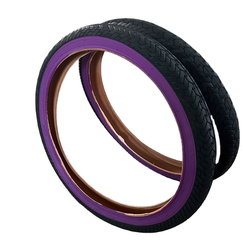 Mission Fleet BMX Tire - 20 X 2.4, Purple Wall, 65 Psi - Inverted Tread For BMX & Dirt Jump