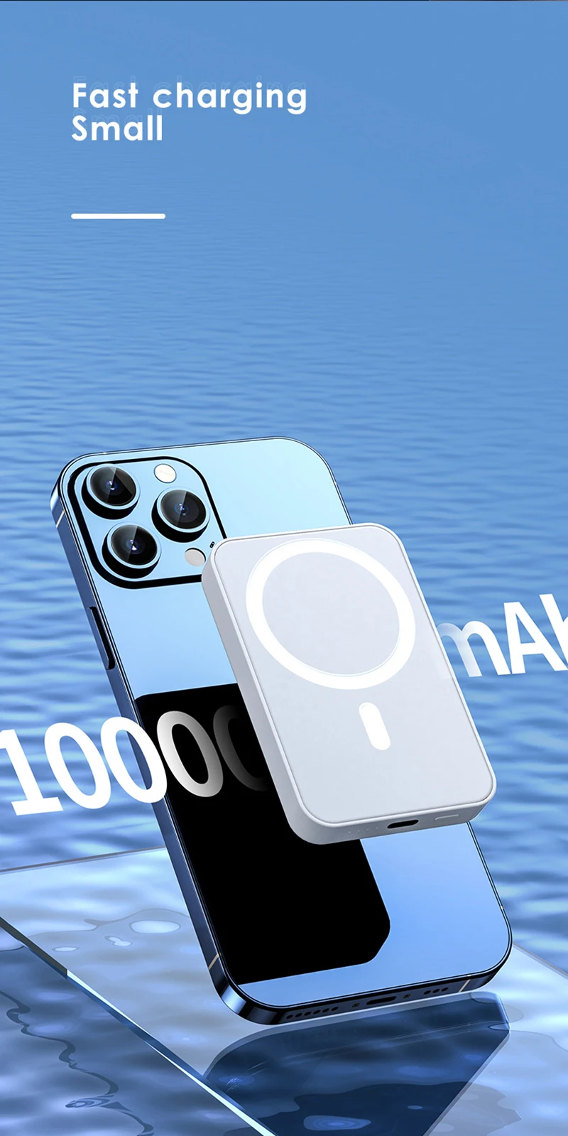 10000mAh Magnetic Portable Battery PD 30W Fast Charging Wireless Charger Magsafe Power Bank