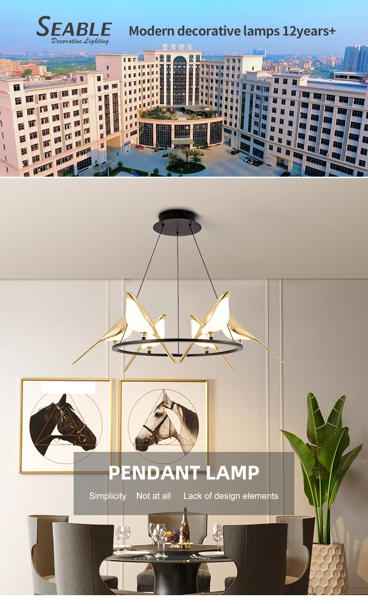 Hot Sale Decoration Indoor Aluminum Acrylic Iron Living Room Black Gold Modern LED Chandelier Light