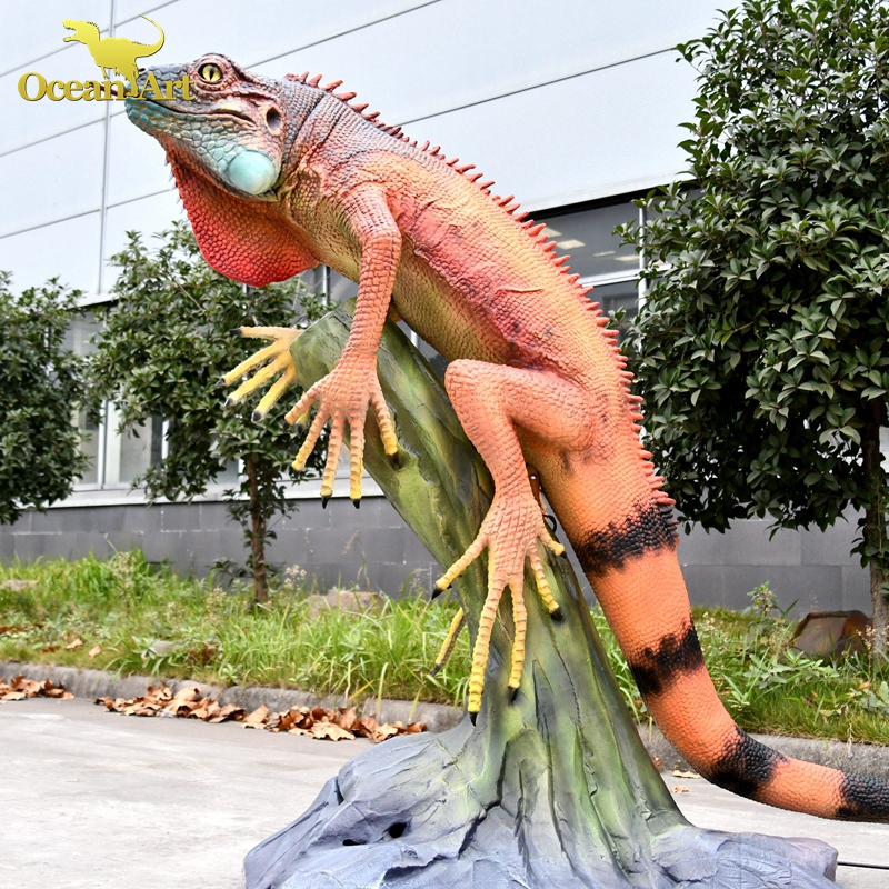 Realistic Animatronic Green Iguana Model Robot for Theme Parks