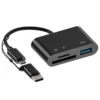 SD/TF/USB 3 en 1 Micro+ Tipo C Negro