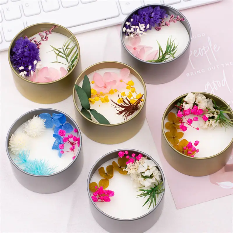 W-82 Wholesale fresh air indoor Tin dried flowers scented candle luxury Soy  Wax Candle with dried flowers Gift Set| Alibaba.com