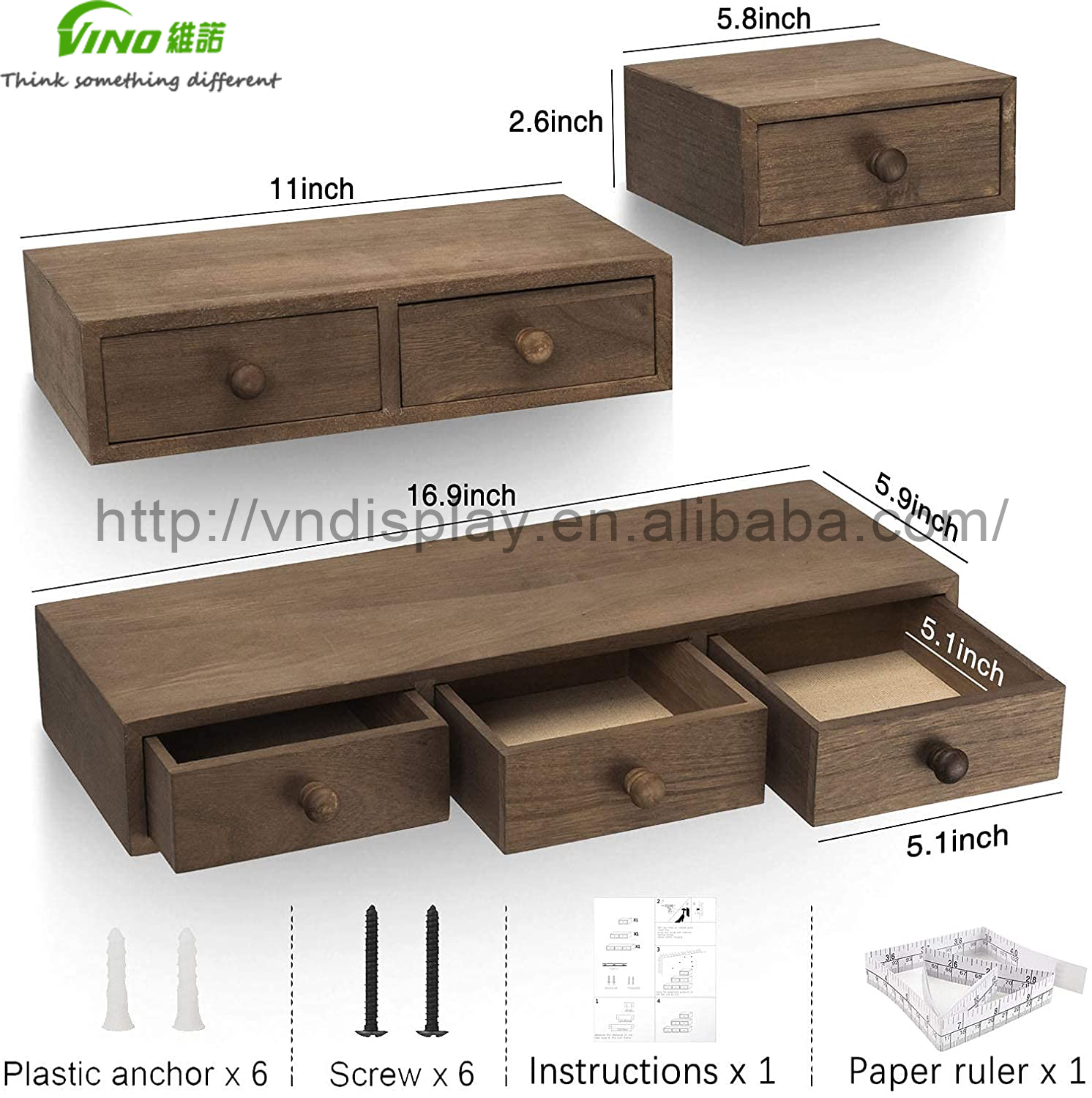 Modern Rustic Wooden Wall Shelf Drawer Multiuse Floating Shelves Apothecary Cabinet Desk Wall Storage for Tool Organization