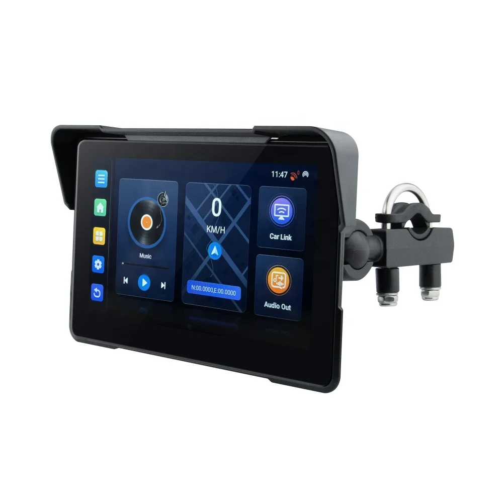 TIYPEOR 7Inch Motorcycle Portable Navigation GPS Wireless Apple Carplay Android Auto Android 13.0 2+32GB Motorcycle Touch Screen