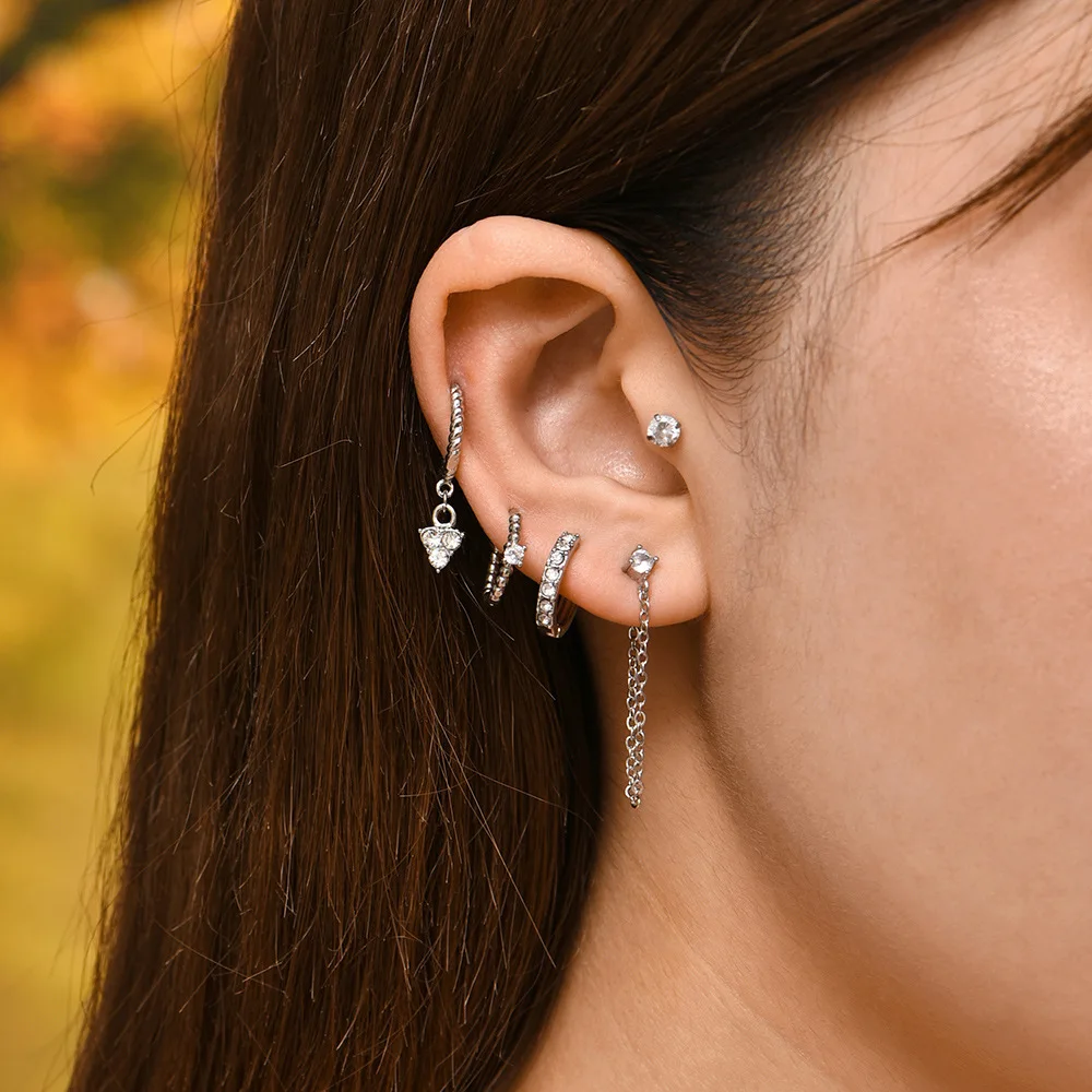 Korean fashion glass ball diamond pieces earrings personalized popular Korean fashion glass ball diamond pieces earrings personalized popular