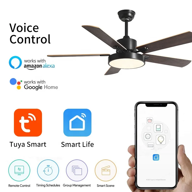 724B 42/52 дюймовый потолочный вентилятор с комплектом светильников с дистанционным управлением, 5 лезвий, вентилятор из МДФ