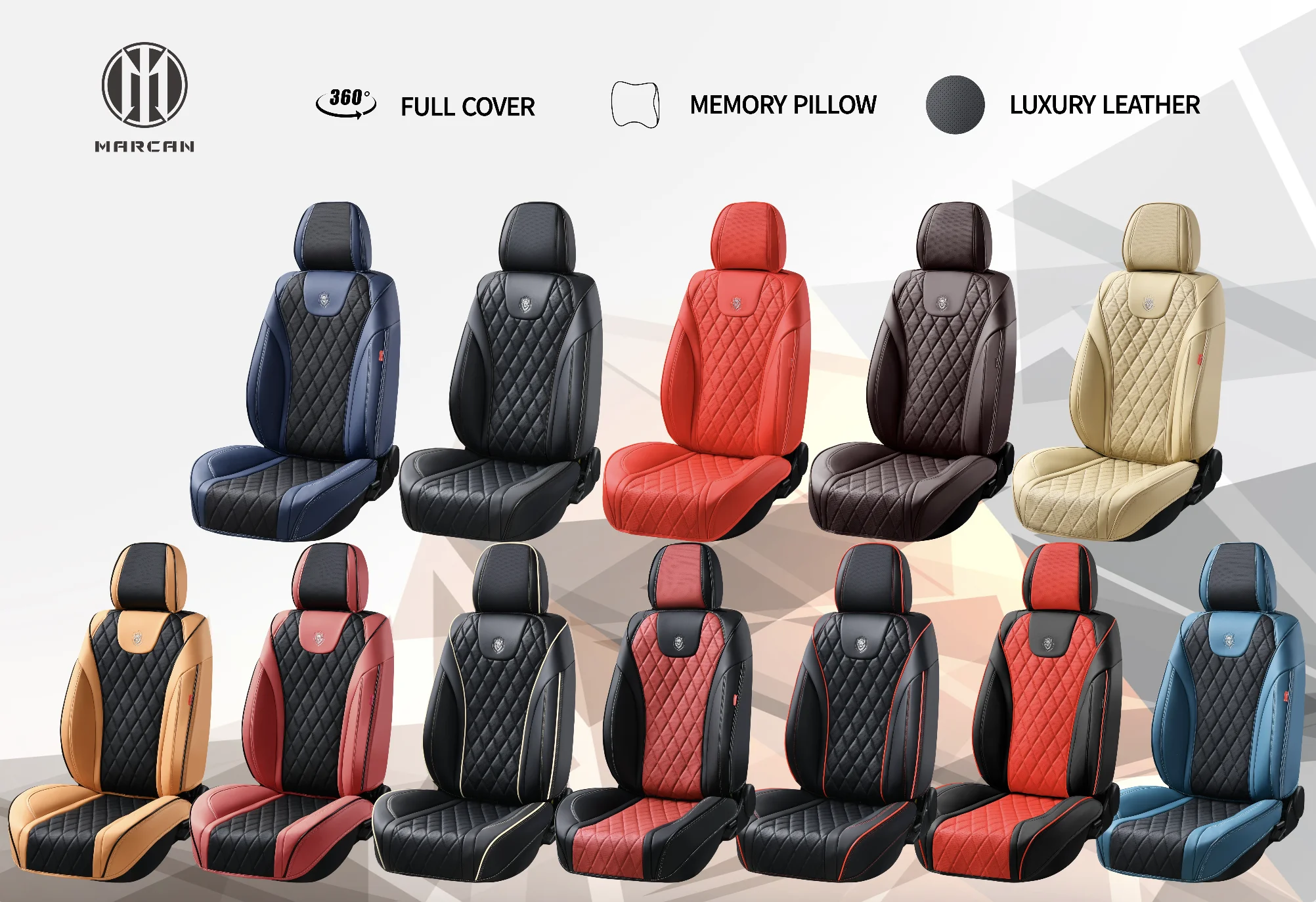 Luxury Universal Leather Car Seat Covers Breathable Full Set Oem