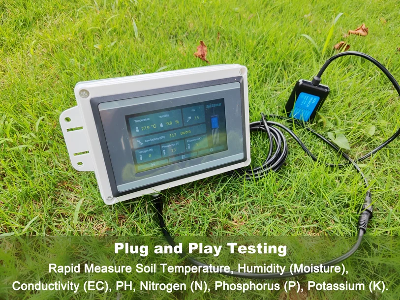 Soil Moisture Temperature Humidity EC pH NPK Sensor - 7 in 1 Soil ...