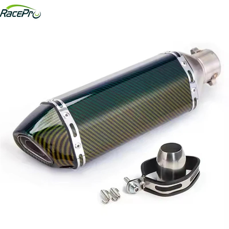 RACEPRO RP0520-1056 51mm Motorcycle Exhaust Double Hole Muffler Stainless Steel Universal for Harley BMW Yamaha Honda