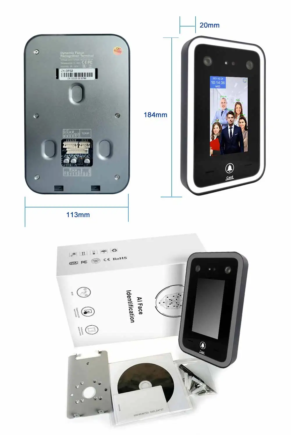 Rj45 Wifi Cloud Face Time Attendance And Access Control With Free ...