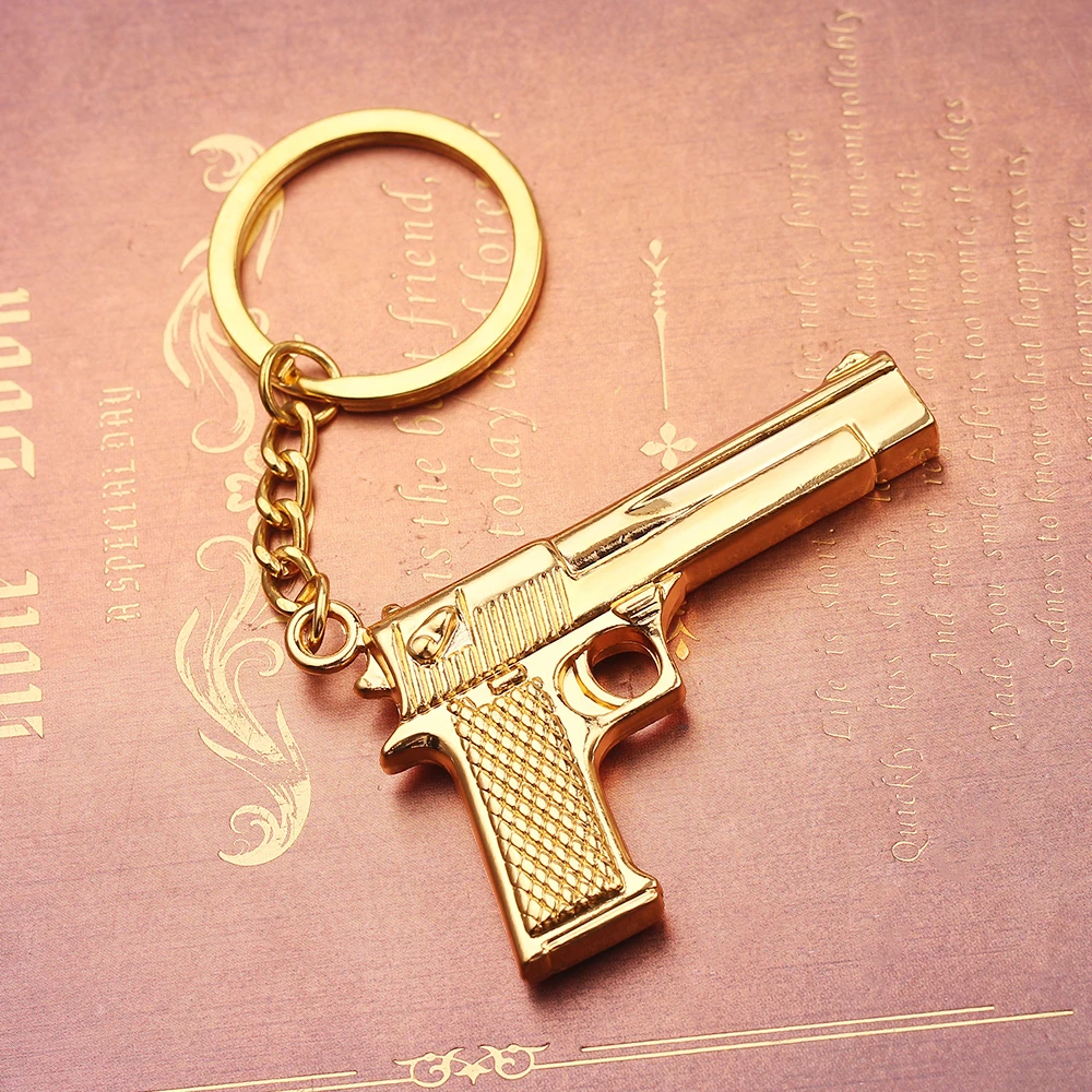 oro fascino pistola uzi pistola a forma di ciondolo portachiavi punk tommy  gun esercito stile portachiavi maschio per uomo regalo di gioielli