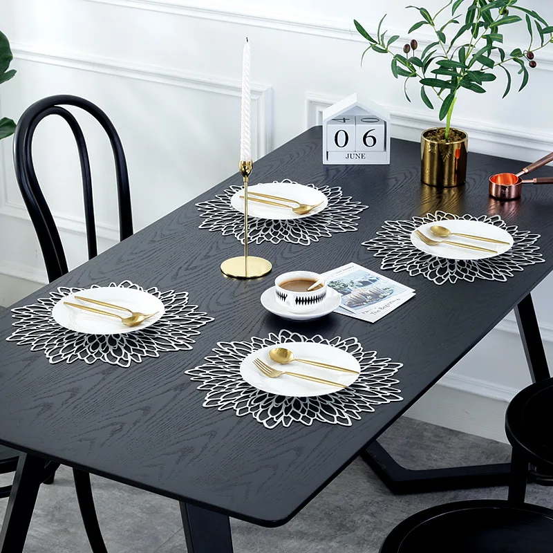 Starunk Pressed Vinyl Placemats Heat Resistant Pvc Hollow Flower