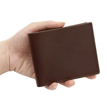 Mens Short Wallet PU Leather Male Casual Purse ID Cards Holder Clutch Coin Purse Money Pocket Bags Black