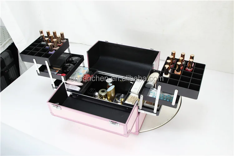 Pull rod cosmetic box aluminum alloy one-way wheel storage box with cosmetic and hairdressing toolbox