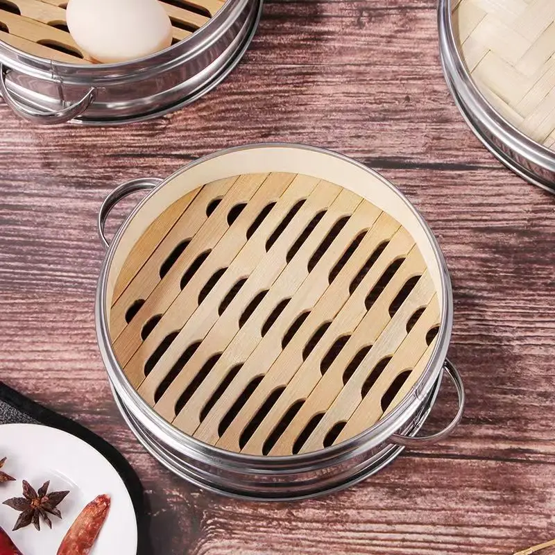 Custom 10 Inches Bamboo Steamer With Stainless Steel,High Quality