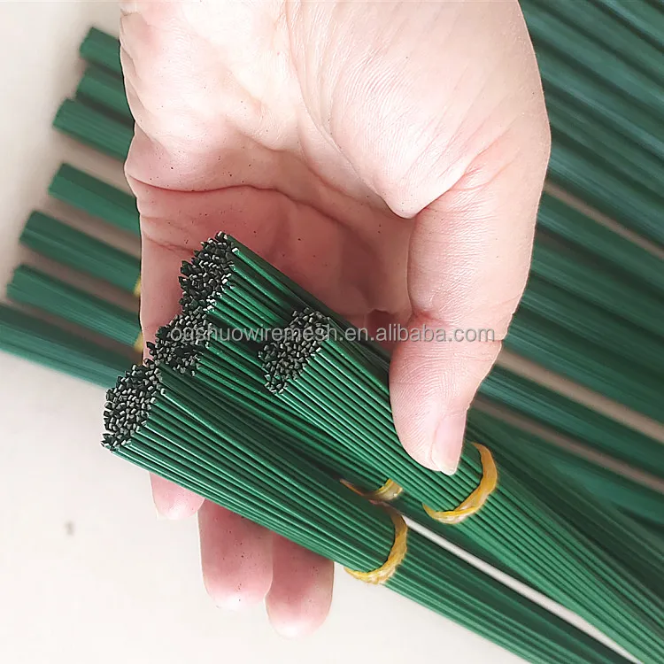 18 Gauge 1.2mm 46cm Length Green Fabric Coated Flower Wire for
