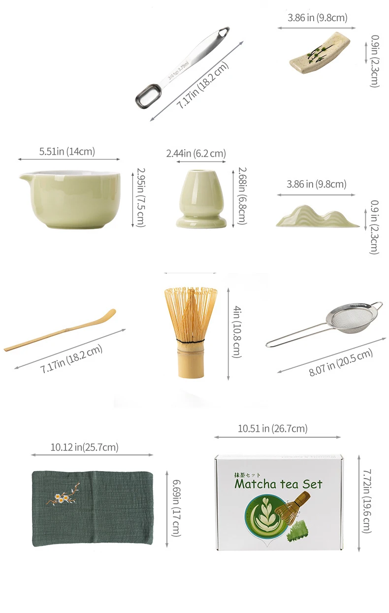 Custom Logo Matcha Tea Set 4 to 10 Pieces Japanese Matcha Bowl Tea Whisker Standing Bamboo Matcha Oem Set Whisk with Gift Box manufacture